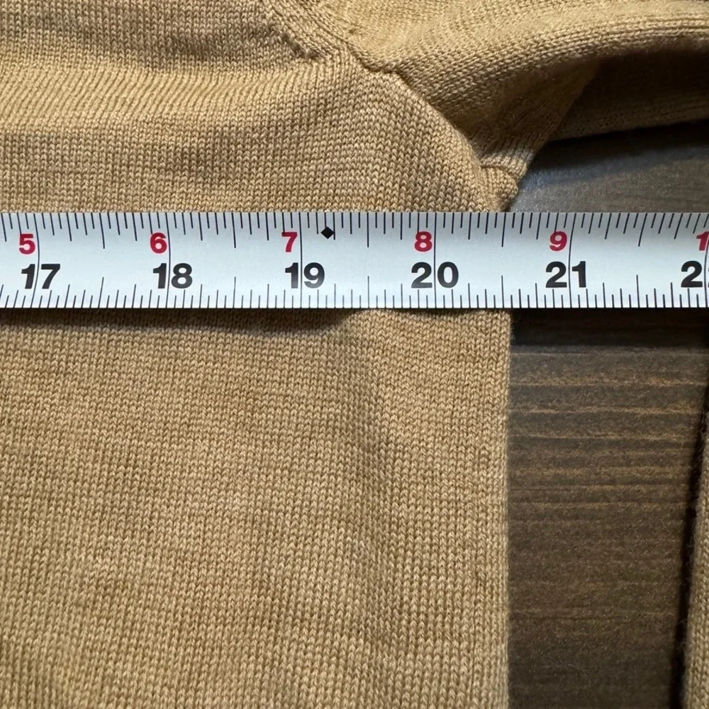Banana Republic‎ sweater Large Khaki Beige 100% merino wool 1/4 zip mock neck